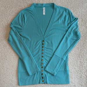 Zenana Outfitters Teal Button-Up Cardigan
